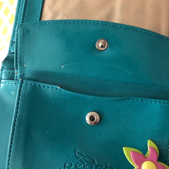 3/$20 Teal Blue Faux Leather Floral Wallet Kids Girls Colourful Fun First Wallet - Picture 6 of 10